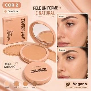Pó Compacto Facial Acabamento Natural Aveludado com Espelho e Esponja 10g