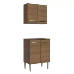Kit Armário de Cozinha 4 Portas com Armário Aéreo e Balcão Emilly Madesa XJ