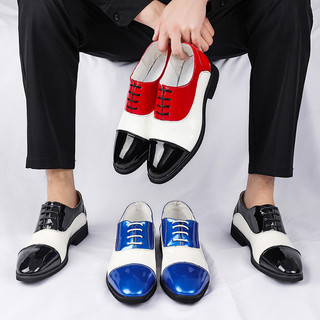 Preto vermelho preto branco azul branco sapatos masculinos estilo britânico sapatos de dedo apontado brilhante roupa For