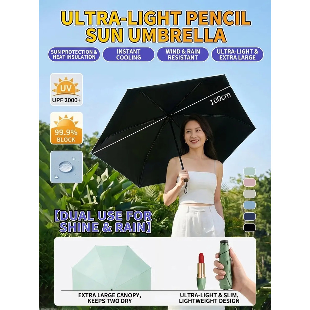 [Ultra Leve e Portátil] Portátil e Compacto Guarda-Chuva/Sol/Chuva/Leve/Proteção UV
