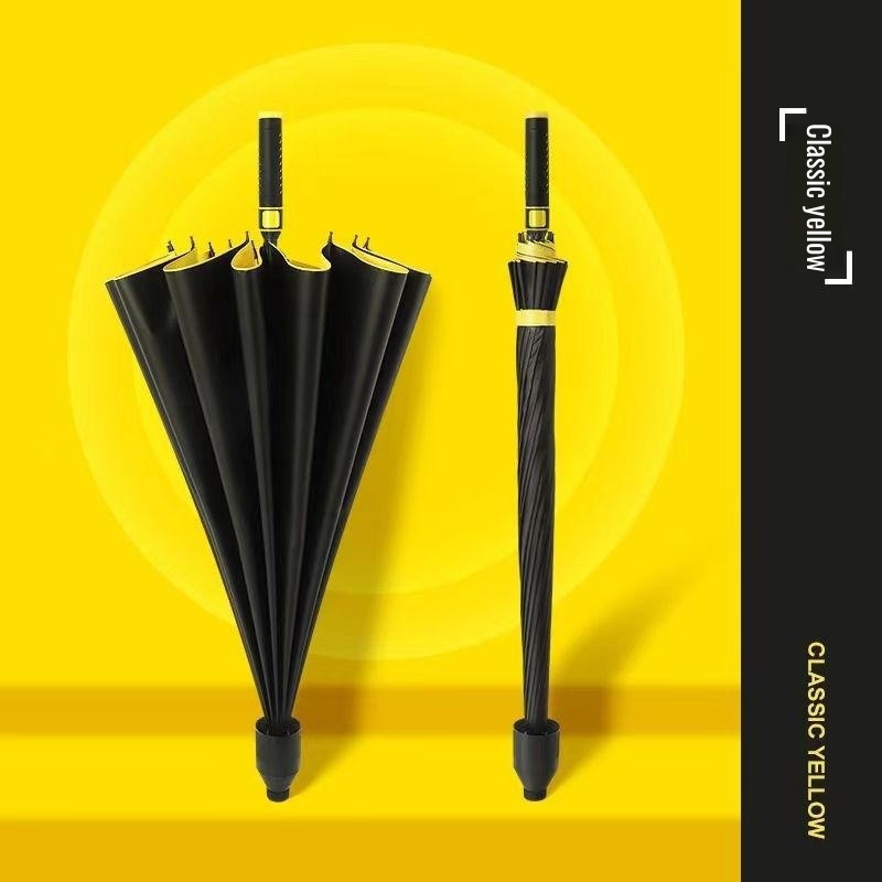 [Resistente ao Vento] Capa Impermeável Para Três Pessoas, Guarda-Chuva de Golfe Semiautomático/Preto/Alta Qualidade