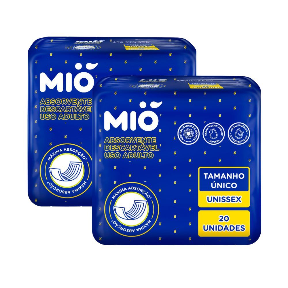 Kit 2 Absorvente Descartável Mió Adulto Unissex Tamanho Único 20 Unidades