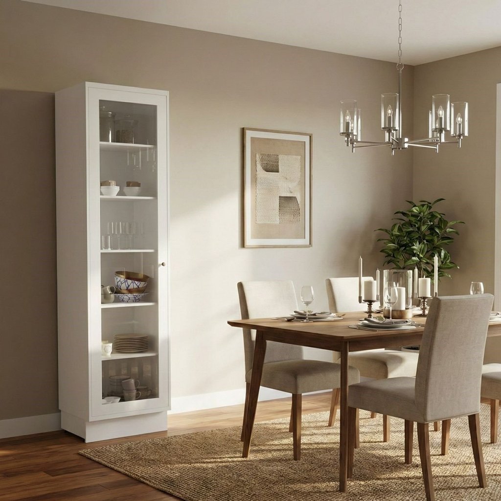 Cristaleira 1 Porta com Vidro 60cm Cozinha Sevilha 100% MDF Branco Branco