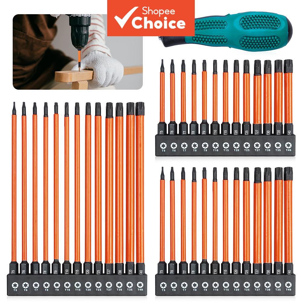 Kit De Broca De Impacto Torx De 14 Unidades , Bits Estrela De 75/100/150 Mm T5-T40 Equipado Com Alça De Chave De Fenda