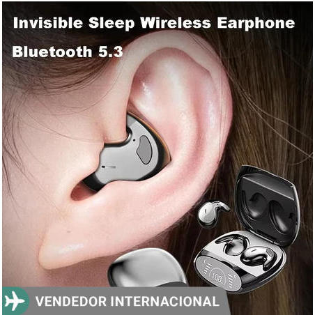 Fone de ouvido sem fio invisível, adequado para dormir, fones de ouvido ocultos Bluetooth TWS, redução de ruído à prova 