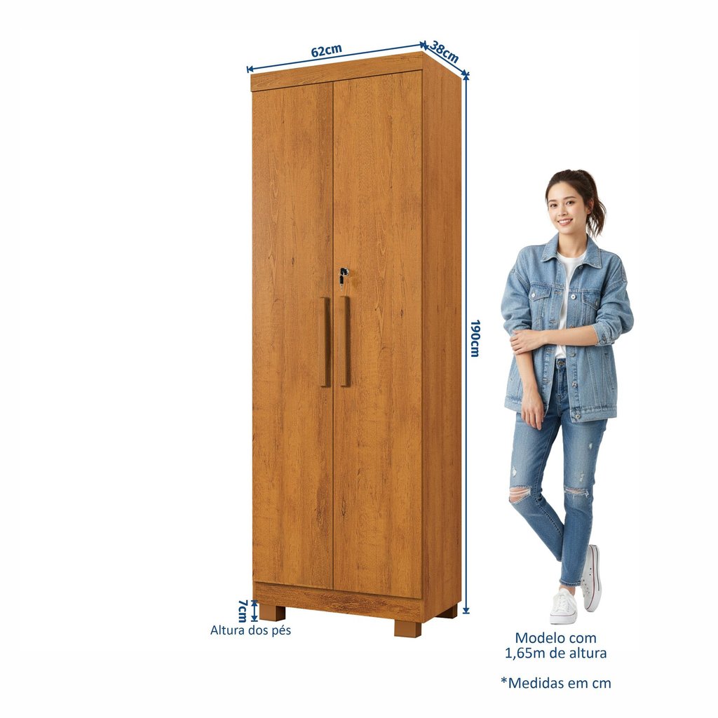 Detalhes do Armário Multiuso 2 Portas com Chave 100% MDF Toronto Yescasa Marrom/Cinamomo Cinamomo