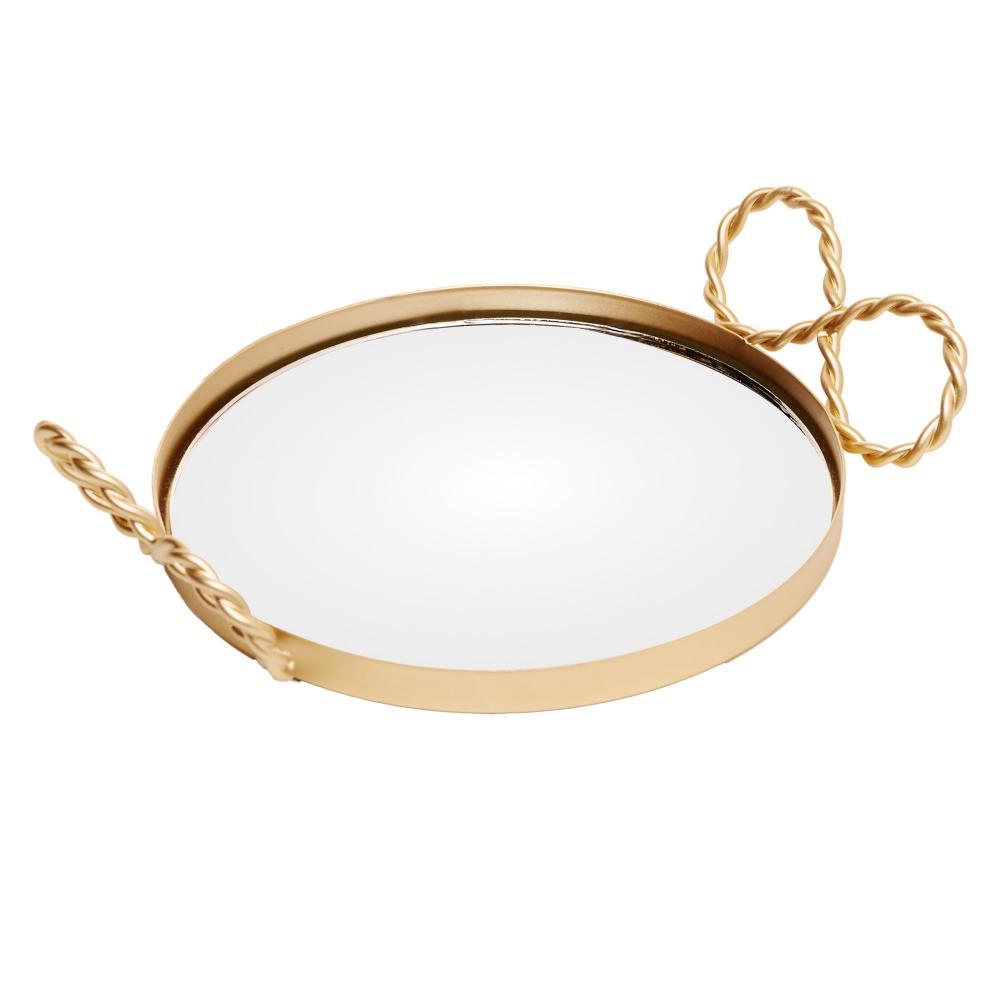 Bandeja Decorativa Cortesia 15cm x 13cm x 3cm Dourada Metal