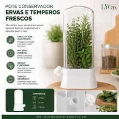 Pote Conservador Ervas e Temperos Frescos 15 x 7,5 x 27cm Plástico - Lyor