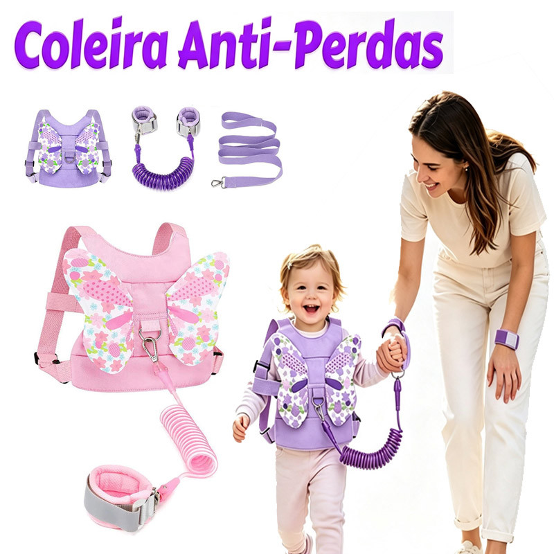 Toddler Arreios De Mochila Coleira Guia Mochila + Pulseira 2 Em1 C/cordão Anti-perda