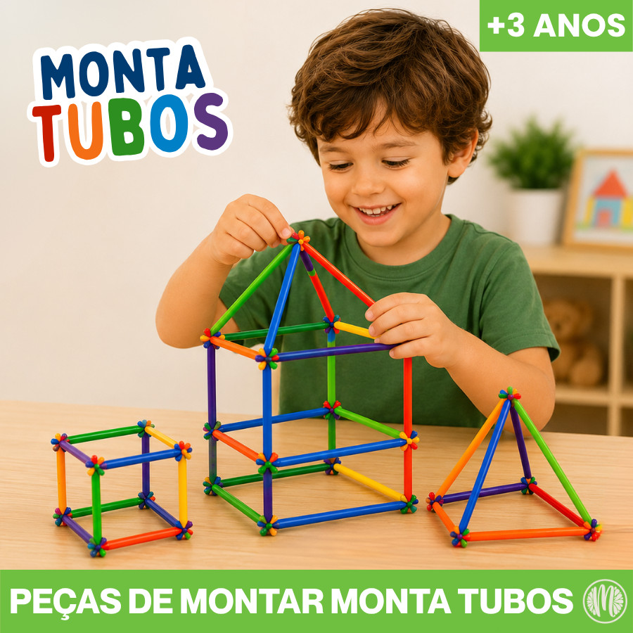 Blocos de Montar Tubo Bastão Colorido Brinquedo Educativo Infantil