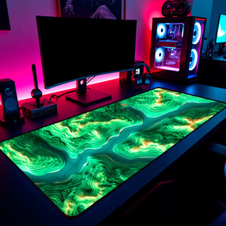 Mouse Pad Gamer Mapa Topografico Verde 65x30cm 80x40cm 90x50cm 120x60cm Borda Costurada