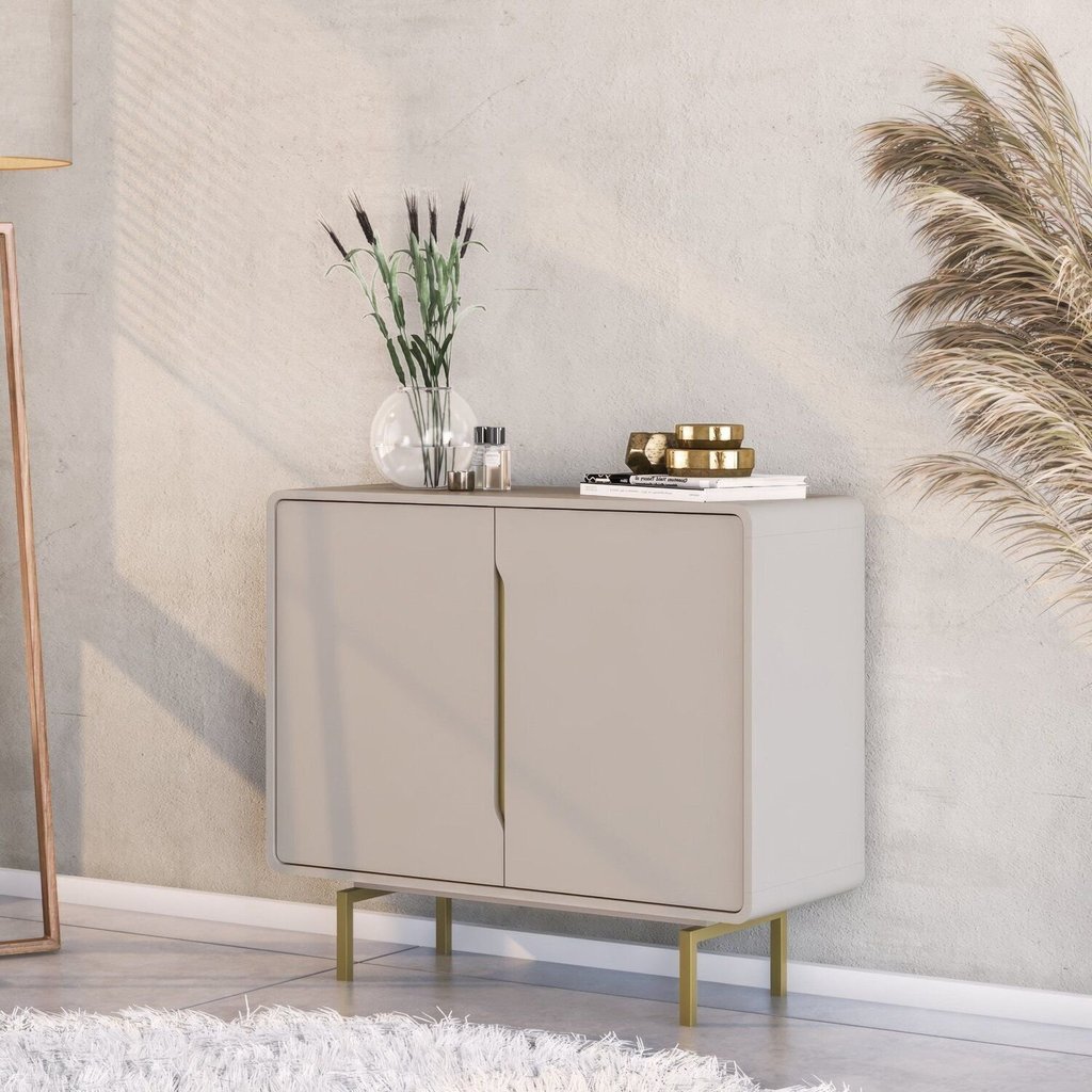 Buffet para Sala de Jantar 2 Portas Otto Espresso Móveis Bege/Dunas/Dourado