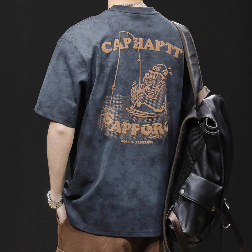 2026 novo estilo masculino solto tamanho grande roupas de verão masculino puro algodão camiseta masculina