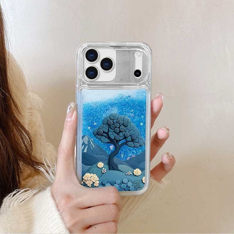 Compatível Com Samsung Galaxy A32 A22 M32 A22 A12 A02S A72 A52 A42 A71 A31 A21 Líquido Glitter Floral Montanha TPU Capa 