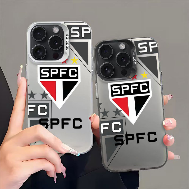 Anti-impressão digital Capinha para iPhone 17/16/15 Pro Max clube de futebol são paulo estampa geométrica capa macia — imagem 2 de 2