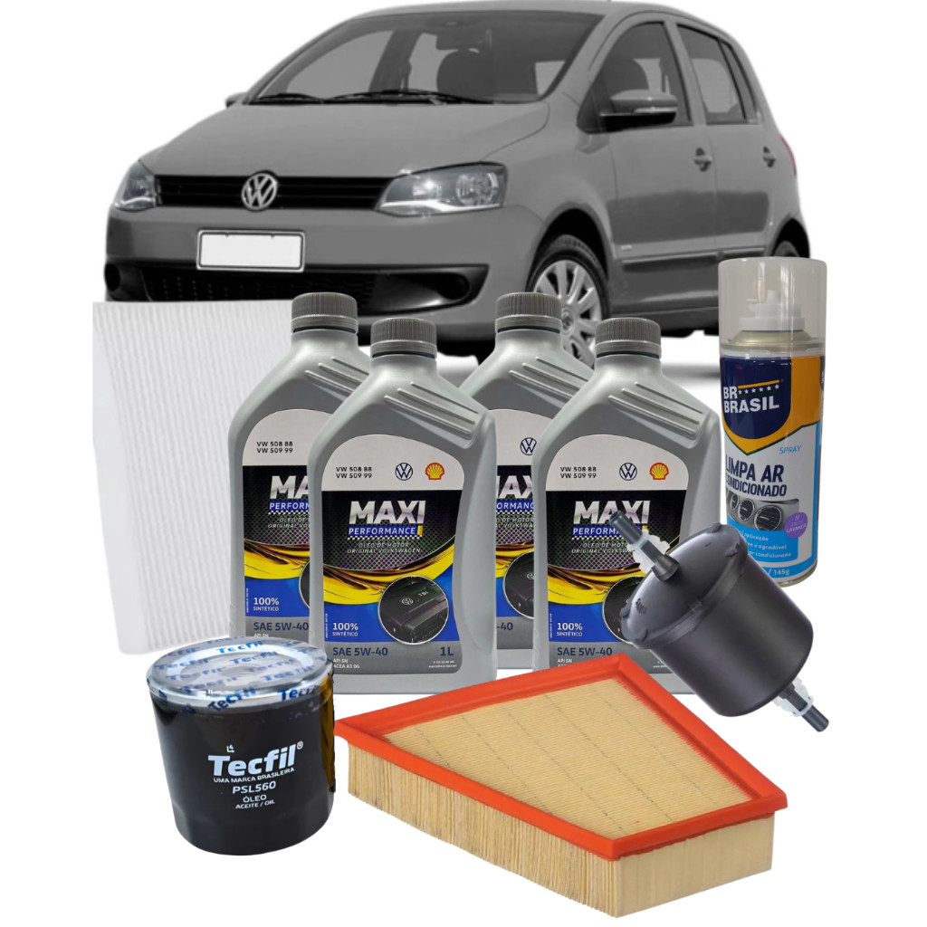 Kit Revisão Volkswagen Fox 1.6 8V 2010/2018 4L 5W40 API SN Todos os Filtros