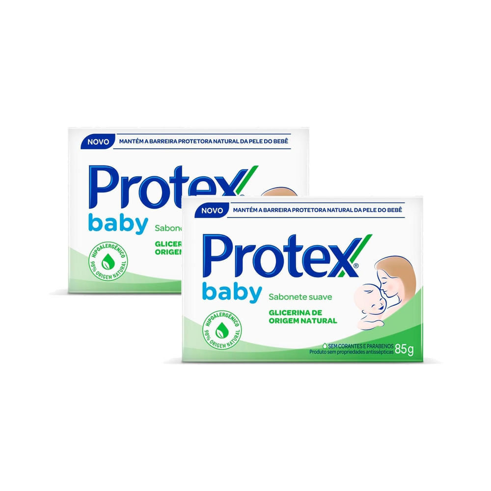 Kit 2 Sabonete em Barra Protex Baby Glicerina Natural 85g