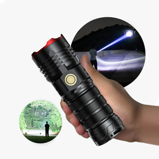 Lanterna Tática Recarregável 300K Lumens Zoom 5 Modos Bateria E Estojo De Longo Alcance 38650 S5