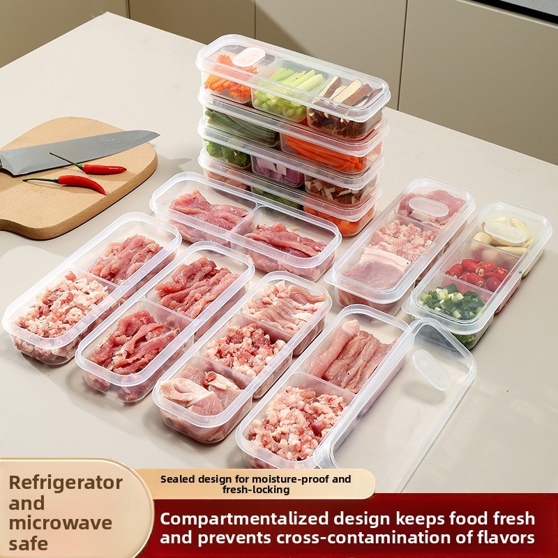 Caixa De Armazenamento De Geladeira Fina , Recipiente De Alimentos , Organizador De Carne , Economia De Espaço