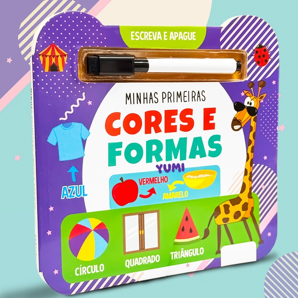 Livro Infantil Minhas Primeiras Cores e Formas - Caligrafia Infantil Caneta Magica Apagável | Livro Educativo