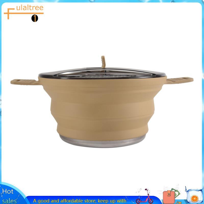 1 PCS Silicone Caminhadas Panela De Acampamento De Aço Inoxidável , Cáqui