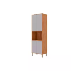 Paneleiro de Cozinha Esplêndida Torre Quente c/ 4 Portas e 1 Nicho p/ Forno 70cm Cinamomo/Platina - MGM