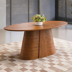 Mesa de Jantar 6 Lugares Orgânica Tampo Elipse 183cm Degas D05 Freijó - Lyam Decor