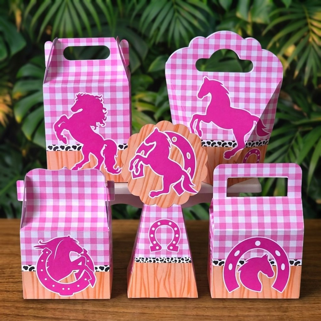 Kit Festa Caixinhas CAVALO MENINA COWGIRL lembrancinhas personalizadas para aniversario infantil decoração mimos