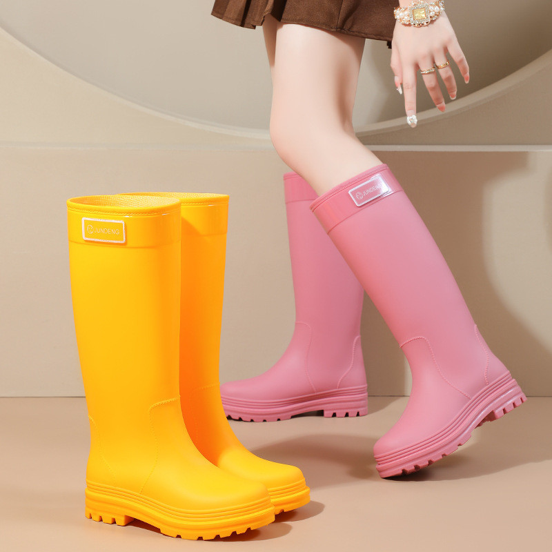 Botas de chuva femininas Dengte militar, botas de chuva laranja amarelas {botas de chuva da moda}, antiderrapantes