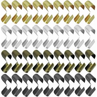 240 Peças de Clipes de Corda de Couro, Contas Cilíndricas de Crimpagem 15x11mm, Terminais de Crimpagem Dobráveis, Fechos