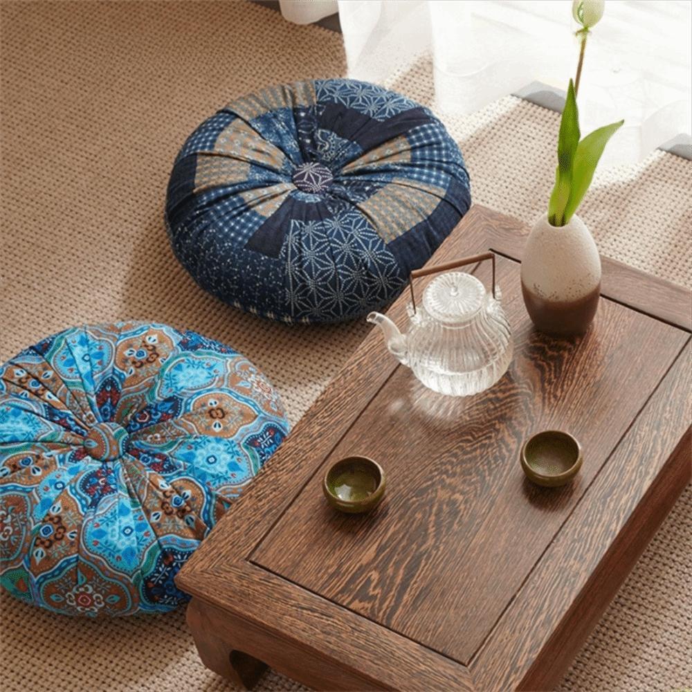 Imagem Almofada De Meditação Estilo Boêmio , Assento Redonda Espessada De Tatami , Travesseiro De Chão Colorido Com Enchimento 