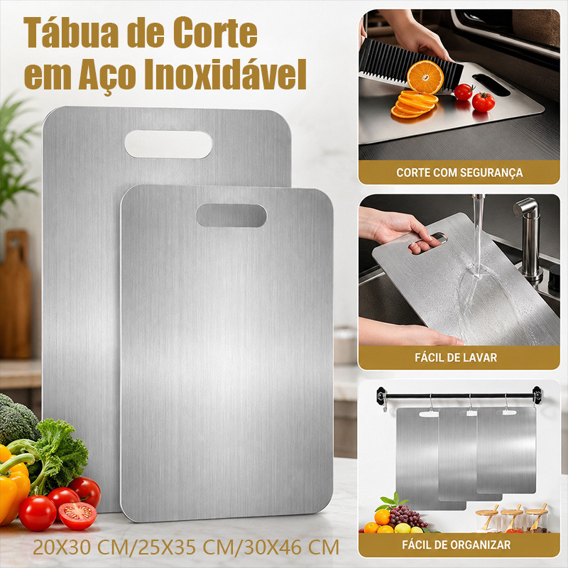 Aço Inoxidável 304 Tábua De Corte Antimofo E Antibacteriana, Modelo Resistente Cozinha