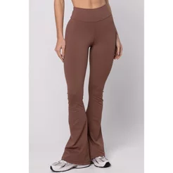 Calça Flare em Poliamida Puresense Marrom Toffee