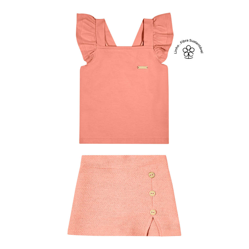 Conjunto Infantil Menina Malha Tricô Colorittá Laranja