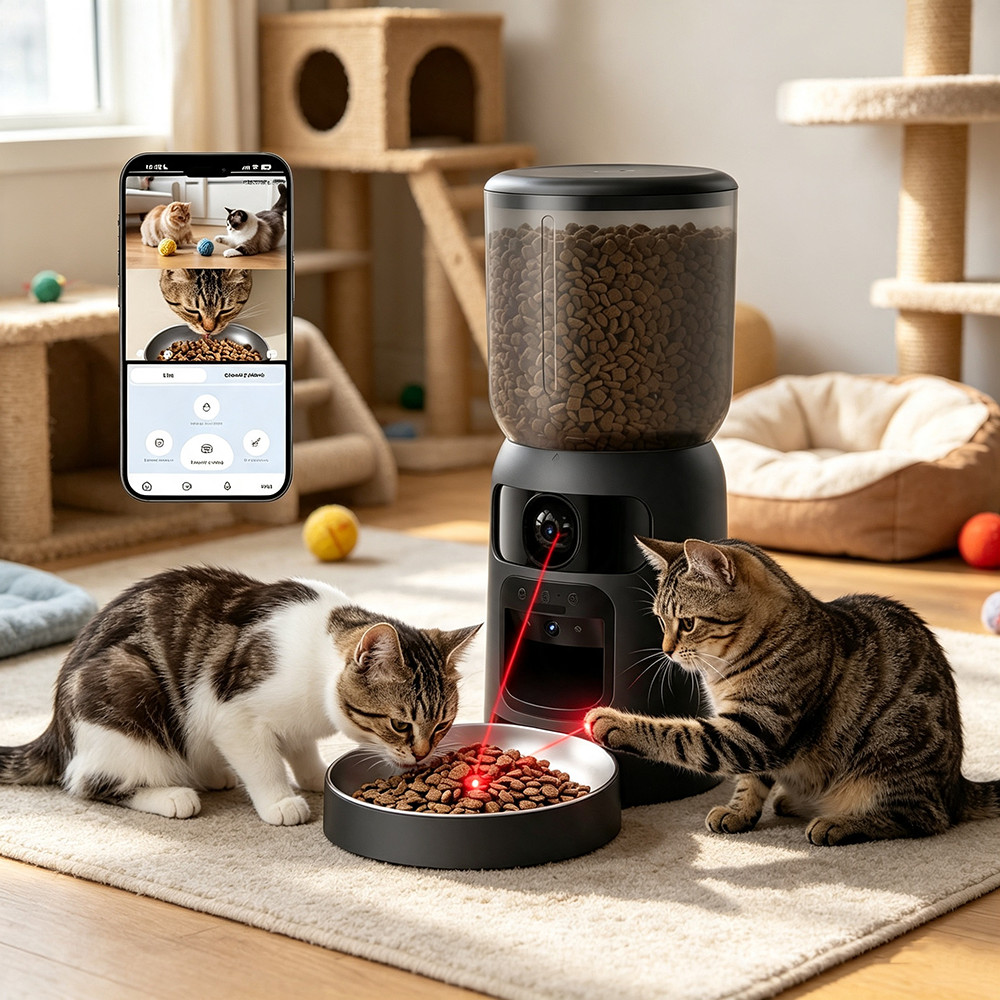 newpet Alimentador Inteligente Automático Câmera 2K Visão Controle App 2.4G/5G Áudio interativo para Cães e Gatos Bivolt