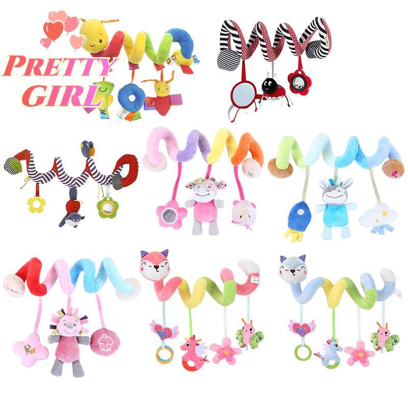 [Pretty ggirl] Carrinho Pendurado Em Espiral Brinquedo De Chocalho De Pelúcia Berço De Bebê Mordedor Sensorial Conforto 