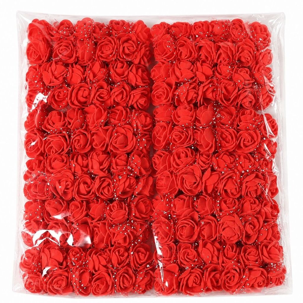 Kit Mini Rosas EVA Unidades 2cm com Cabinho para Artesanato e Lembrancinhas