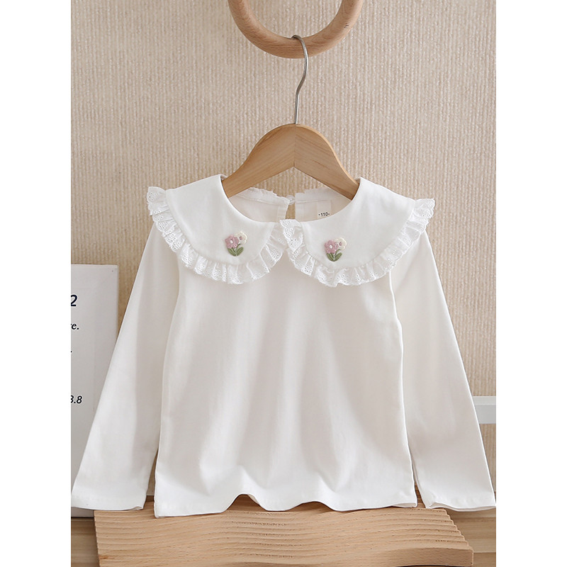 Meninas camisa de fundo 2026 novo estilo primavera camiseta crianças manga comprida camiseta médio pequeno crianças moda