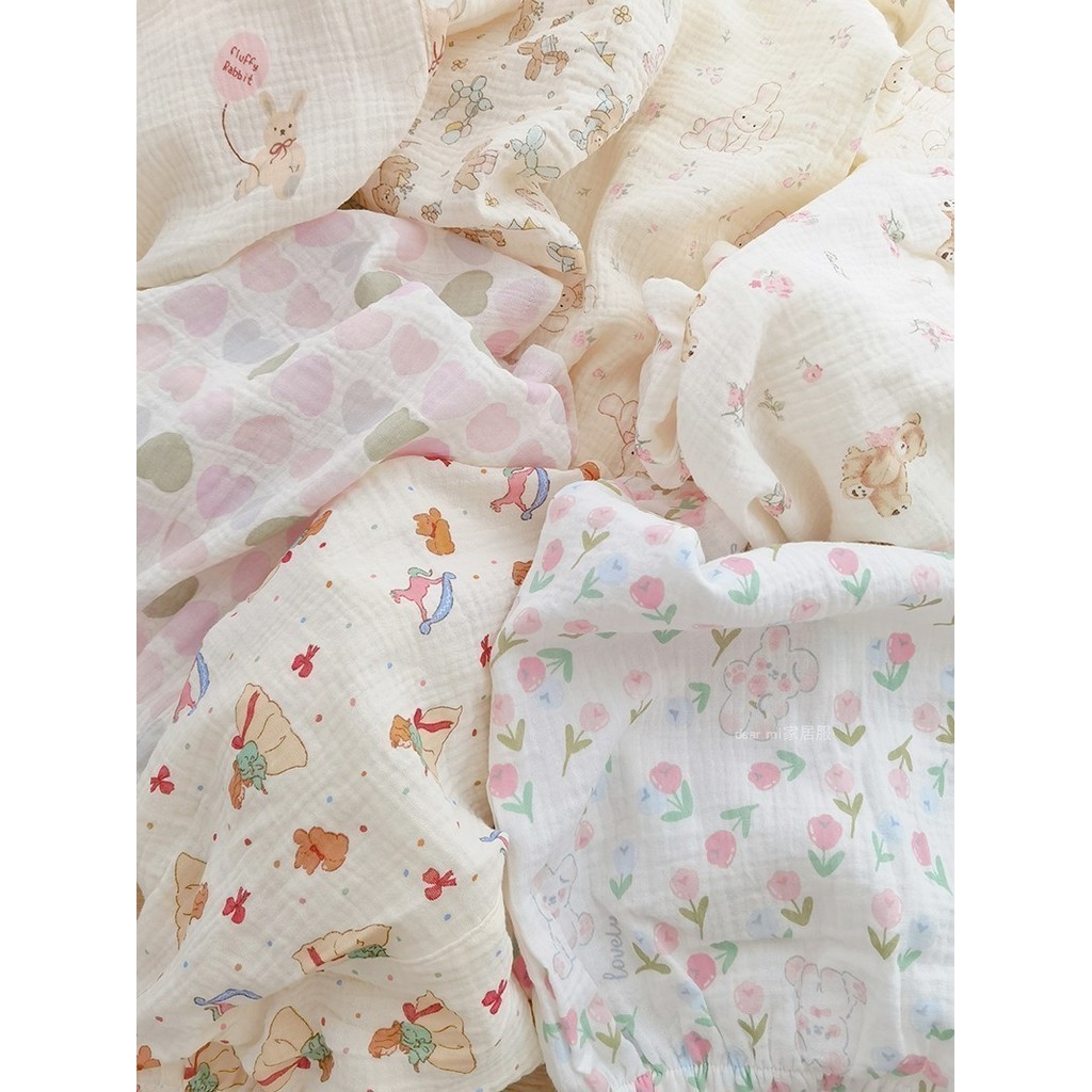 Calças de pijama femininas verão puro algodão gaze estudante bonito casa calças casuais dos desenhos animados casa calça