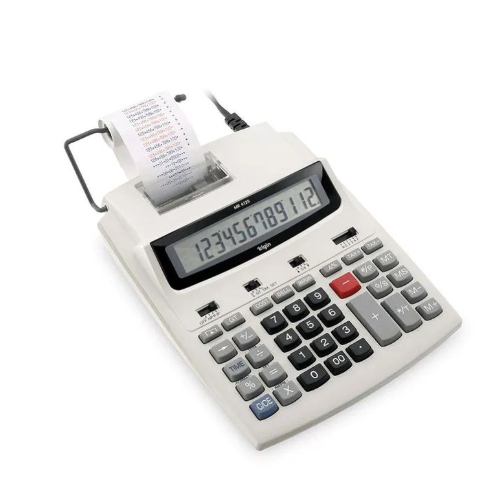 Calculadora de Mesa Elgin Bicolor 6125 Visor LCD 12 Dígitos Função Correção