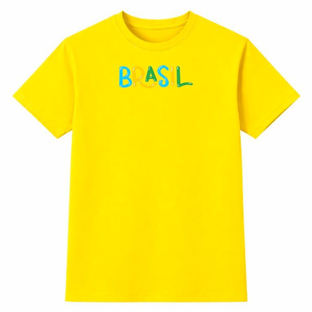 Camiseta Masculina 100% Algodão Camisa Brasil Alegre Futebol Copa do Mundo Torcida Casual 