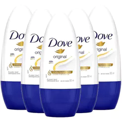 Kit 5 Desodorante Antitranspirante Roll-on Dove Original 50ml