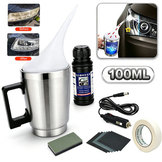 Kit Restauração Farol Automotivo 100ml Copo Atomizador Vapor Polímero Revitalizante Reparo Farol Amarelado