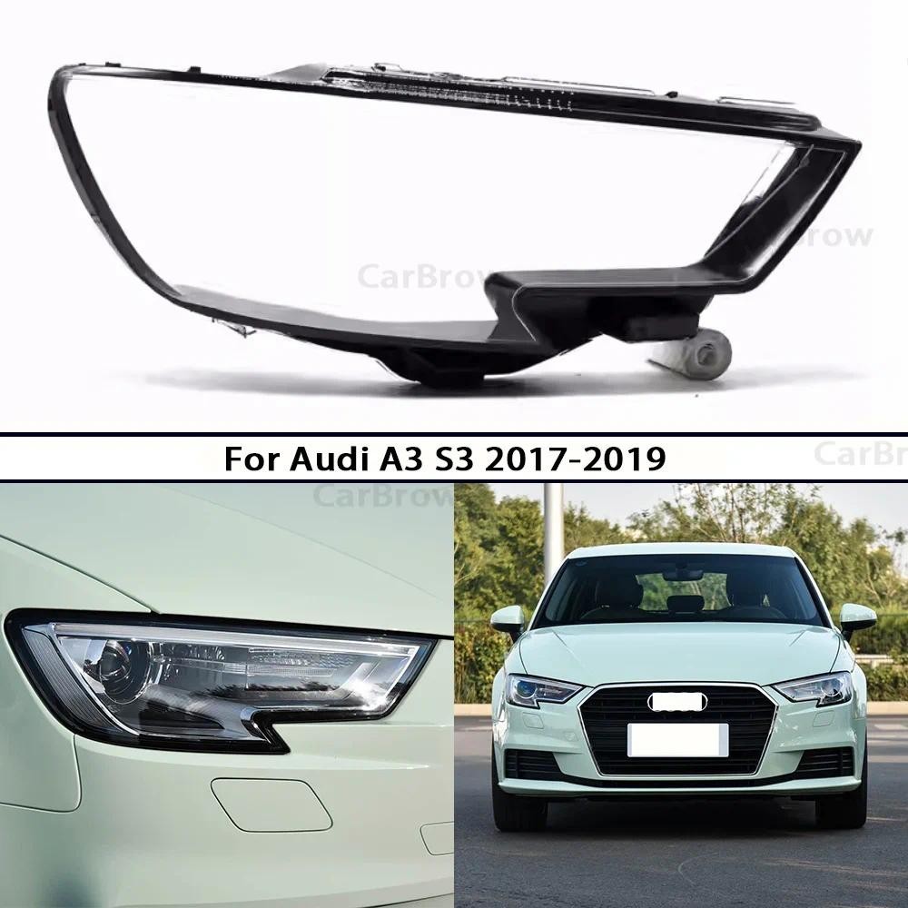 Capa Do Farol Lâmpada Escudo Máscara Sombra Para Audi A3 S3 2017 2018 2019 Luz Dianteira Carro Abajur Lensauto Peças Dec
