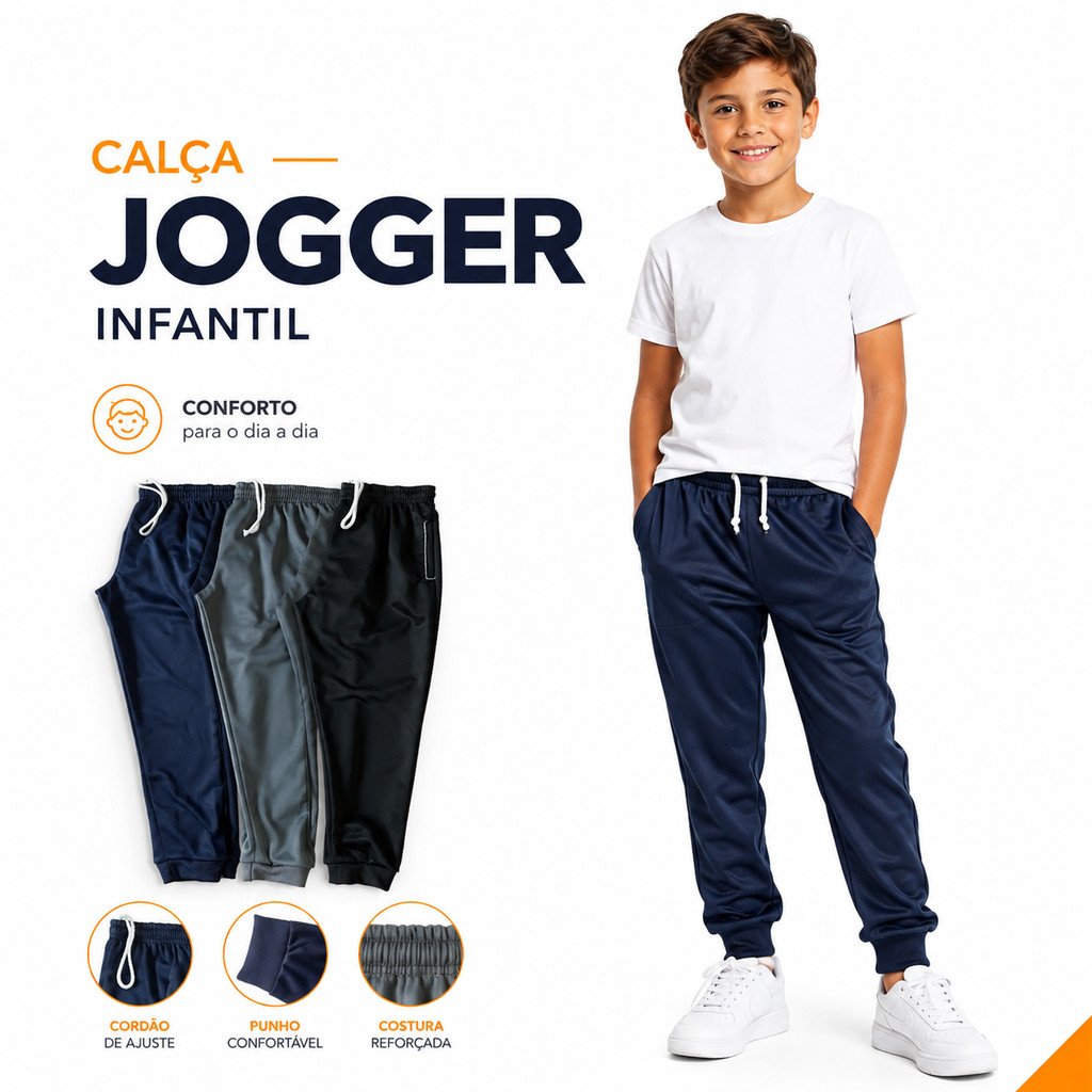Kit com 3 Calça Infantil e Juvenil Forrada 4 ao 16 sua criança mas linda menina e menino