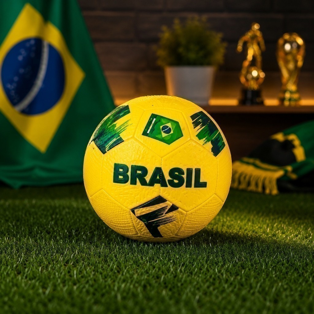 Bola Futebol Brasil Número 5 Amarela Resistente Treino Jogo Esporte Campo Brinquedo Durabilidade