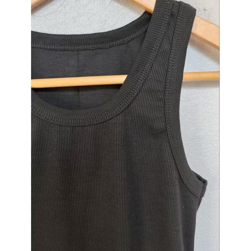 Regata Feminina Preta de Ribana Canelada de Algodão com Elastano Blusa Basica e Casual