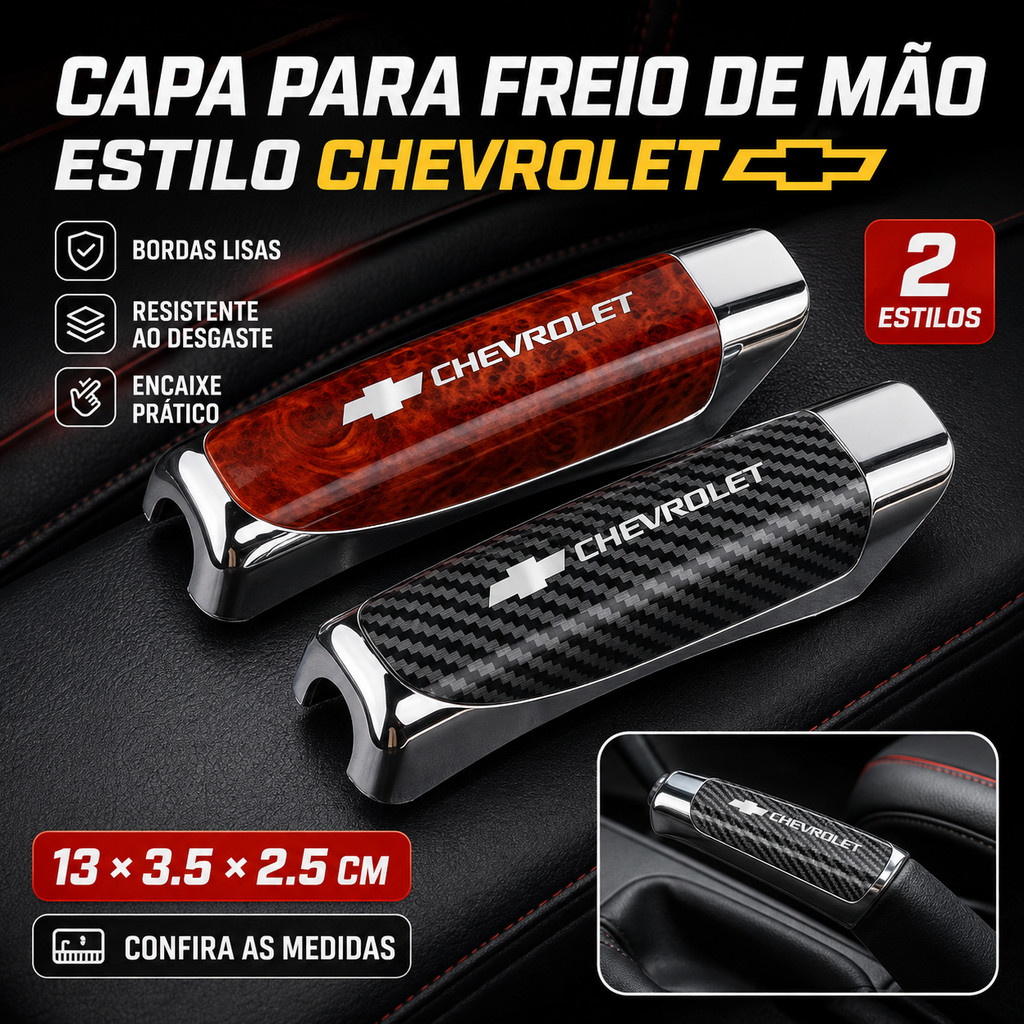 Capa Protetora Da Alavanca Do Freio De Mão Chevrolet Com Logotipo Para Tracker Midnight RS Equinox Premier S10 Z71 Monta