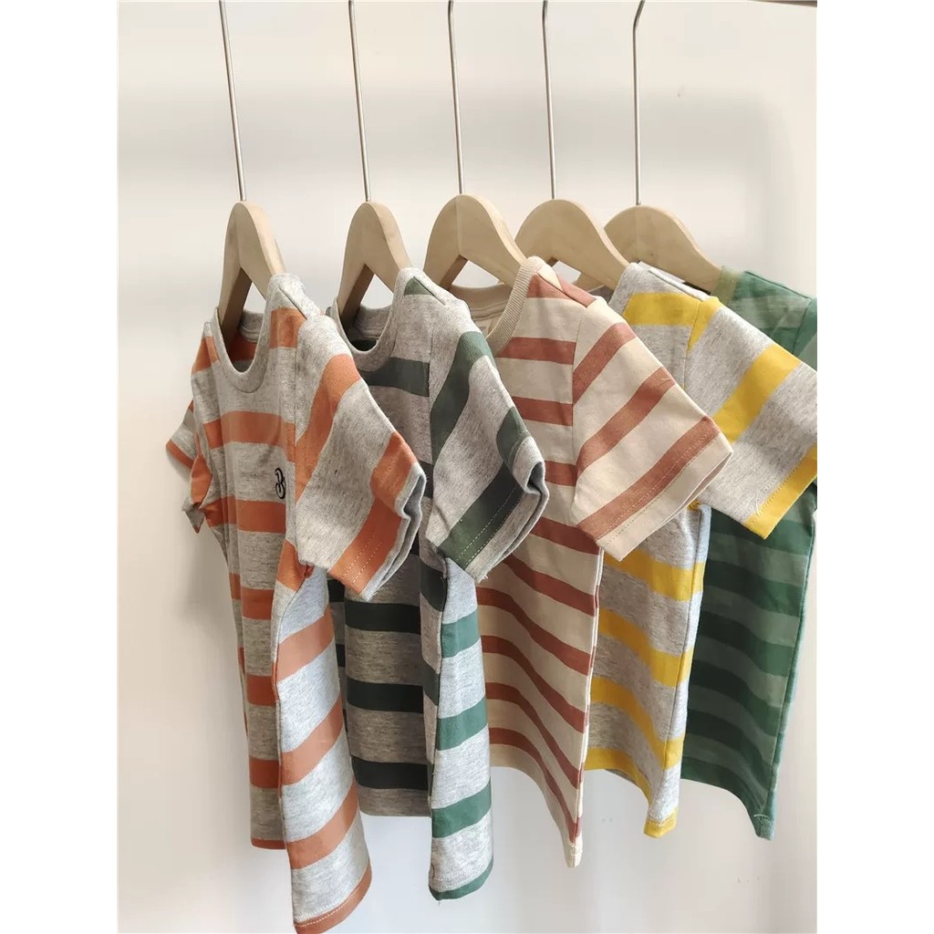 Qing meninos meninas puro algodão manga curta camiseta em torno do pescoço pulôver meninos meninas crianças bebê curto @