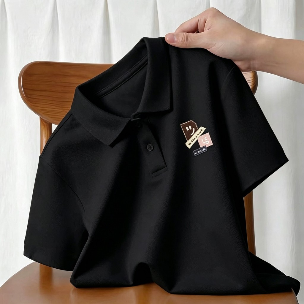 Meninos camiseta de manga curta camisa polo verão novo estilo pequeno médio crianças lapela topo de algodão pesado meia 